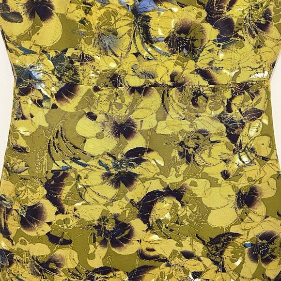Taylor Dress Bengaline‎ Womens size 2 Green floral silk blend sleeveless bold - Picture 10 of 14